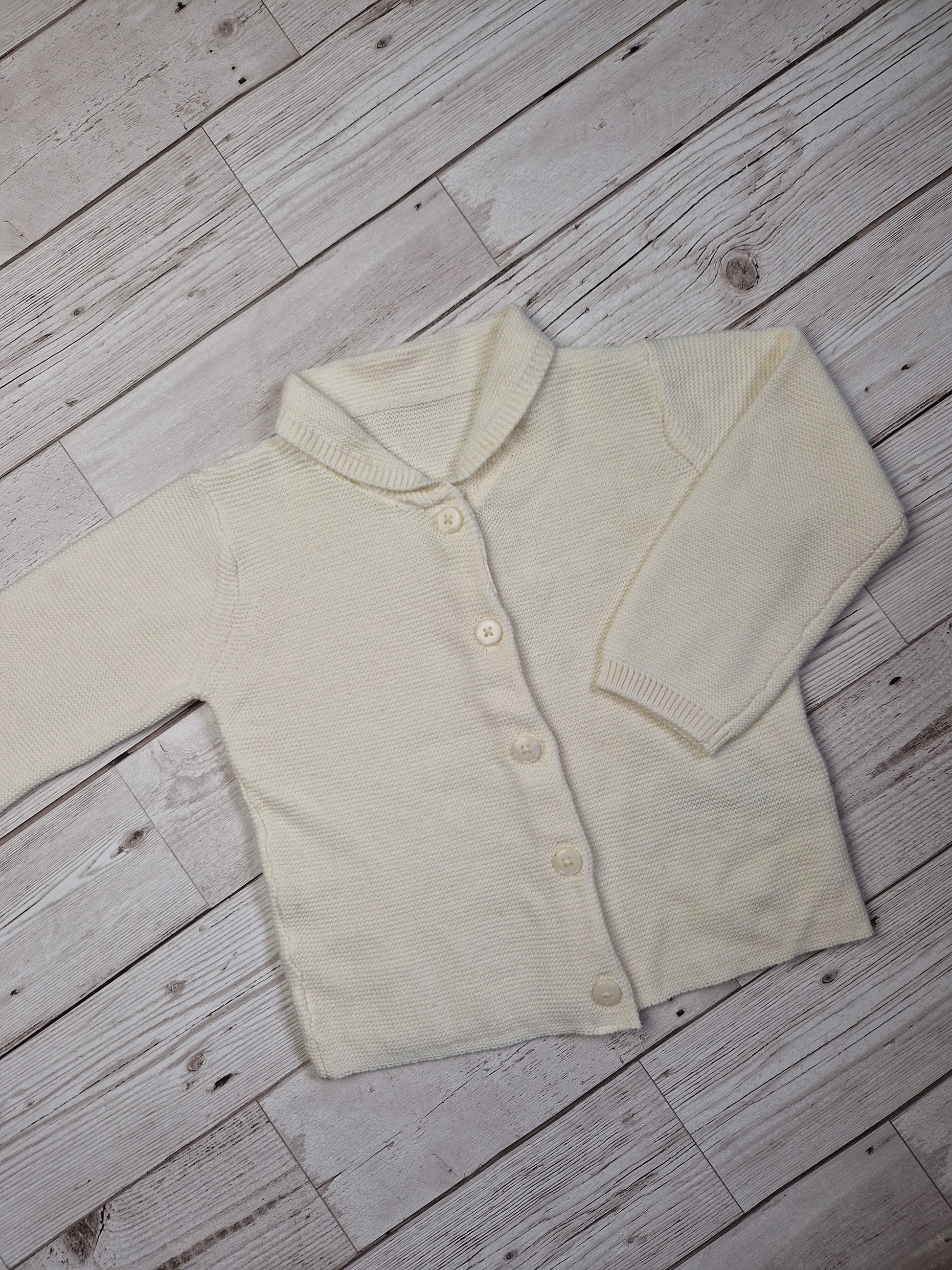 9-12m cream collared cardigan - Cait's Cardigans