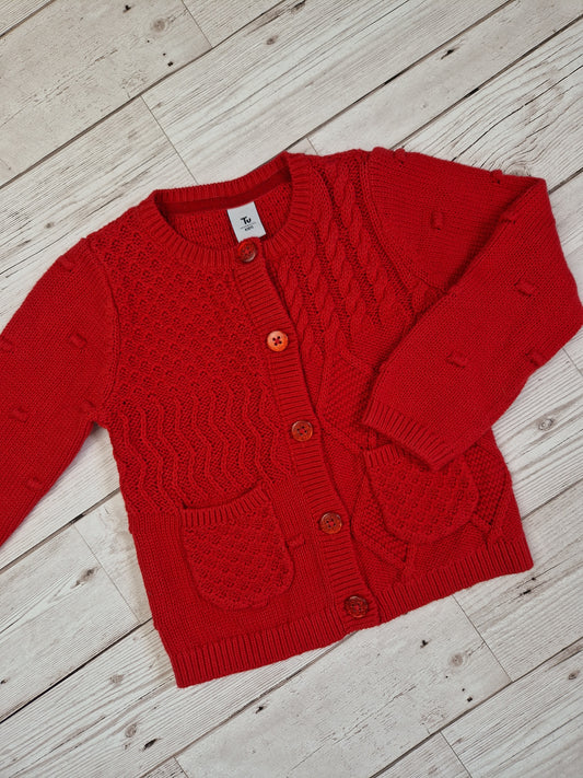 9-12m red cardigan - Cait's Cardigans