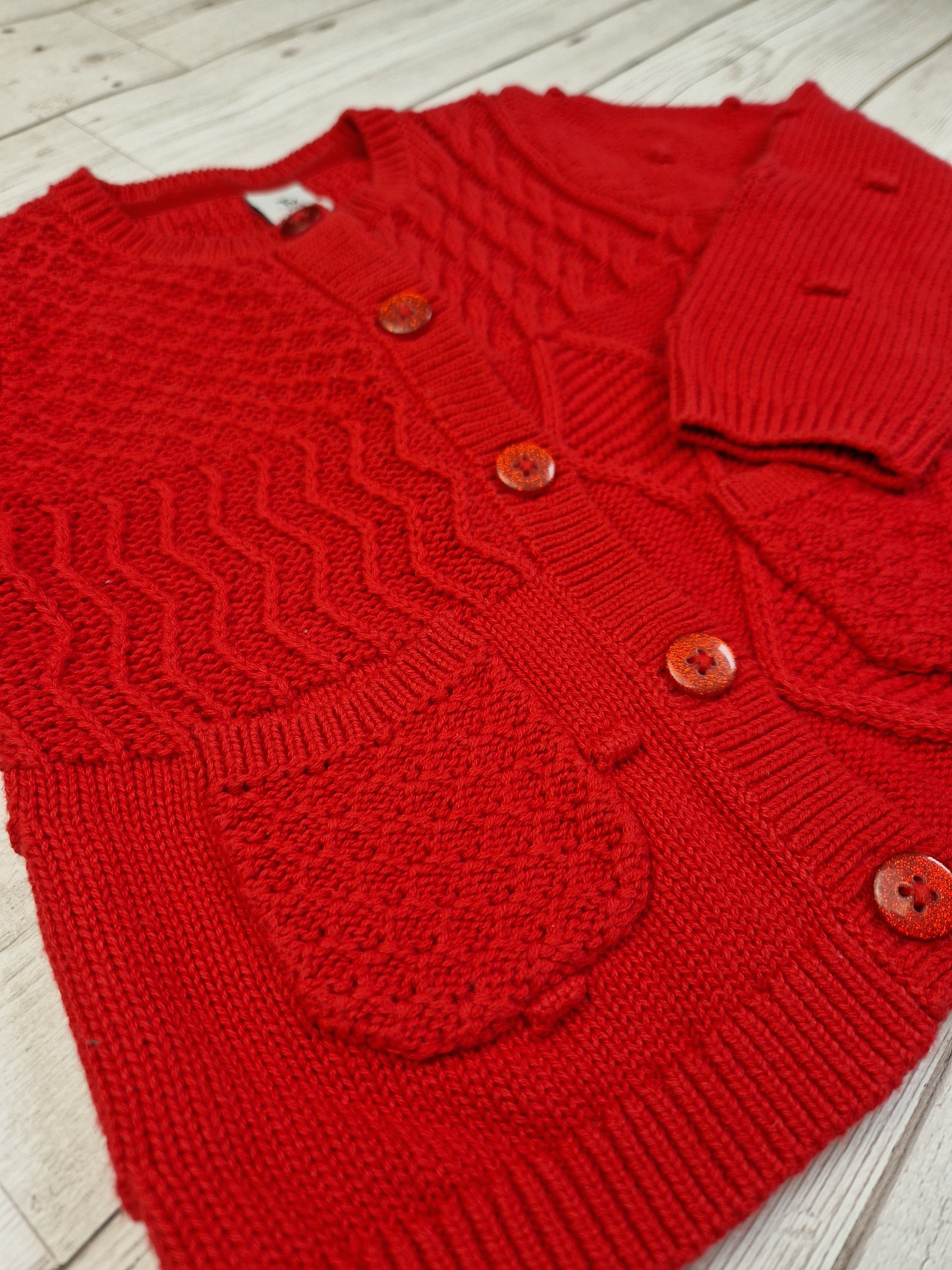 9-12m red cardigan - Cait's Cardigans