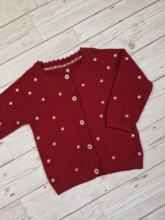 3-6m red star cardigan - Cait's Cardigans