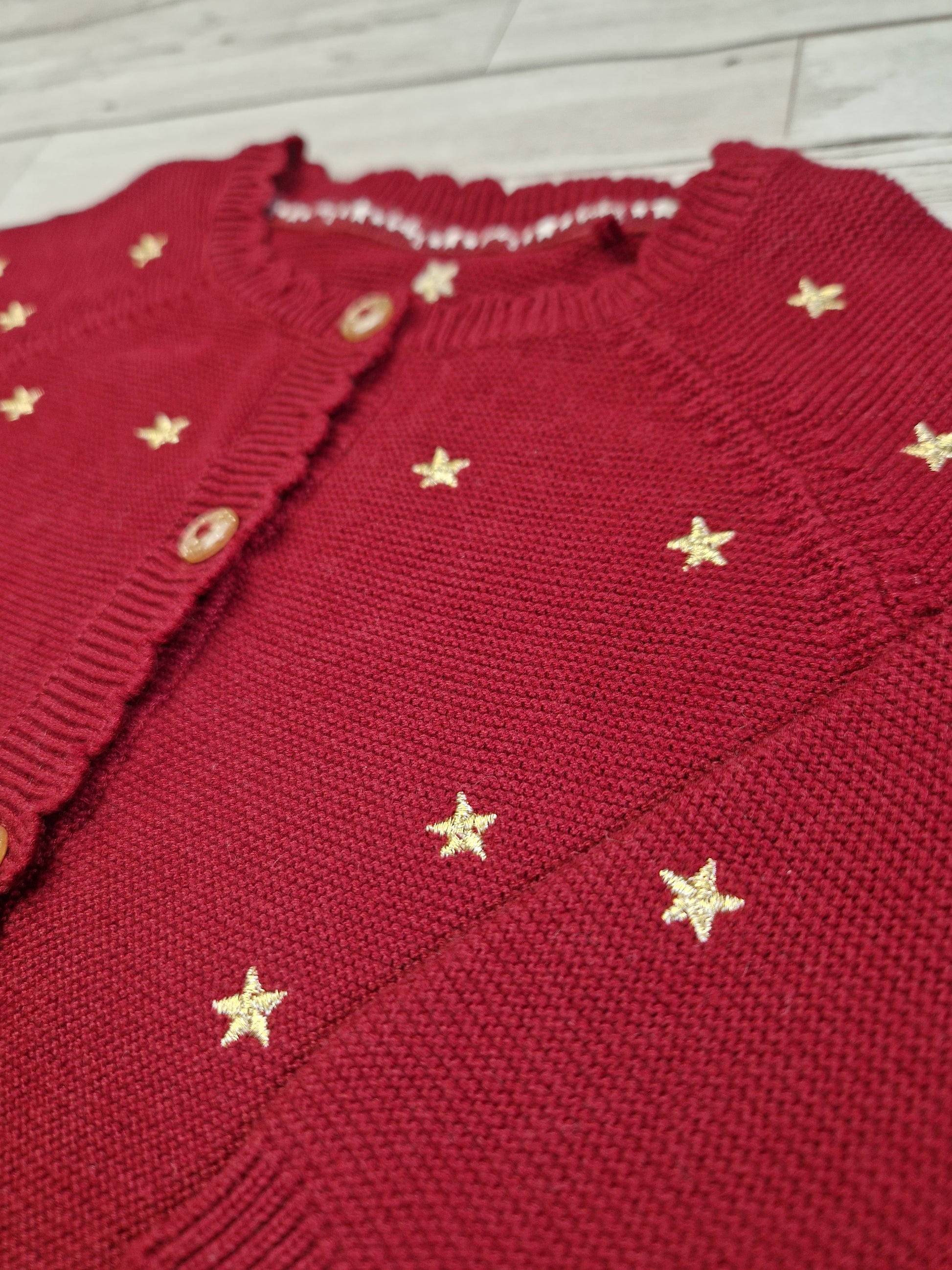 3-6m red star cardigan - Cait's Cardigans