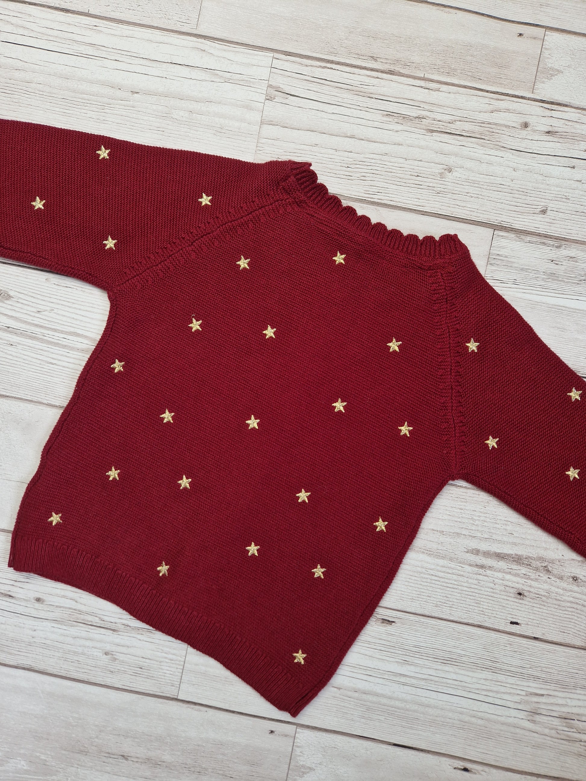 3-6m red star cardigan - Cait's Cardigans
