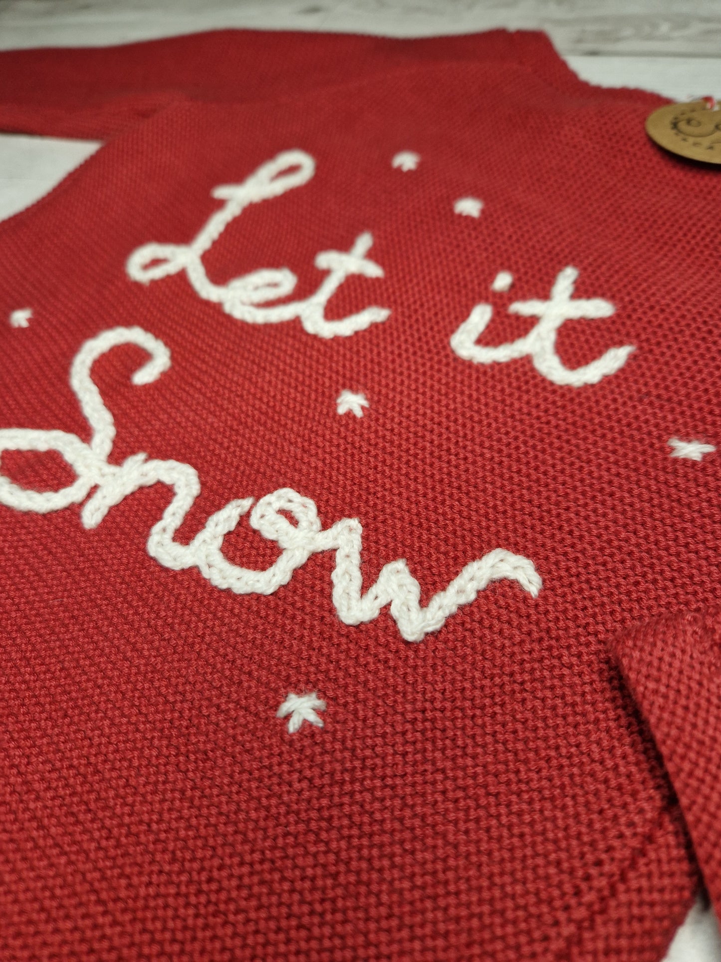 12-18m "let it snow" red cardigan