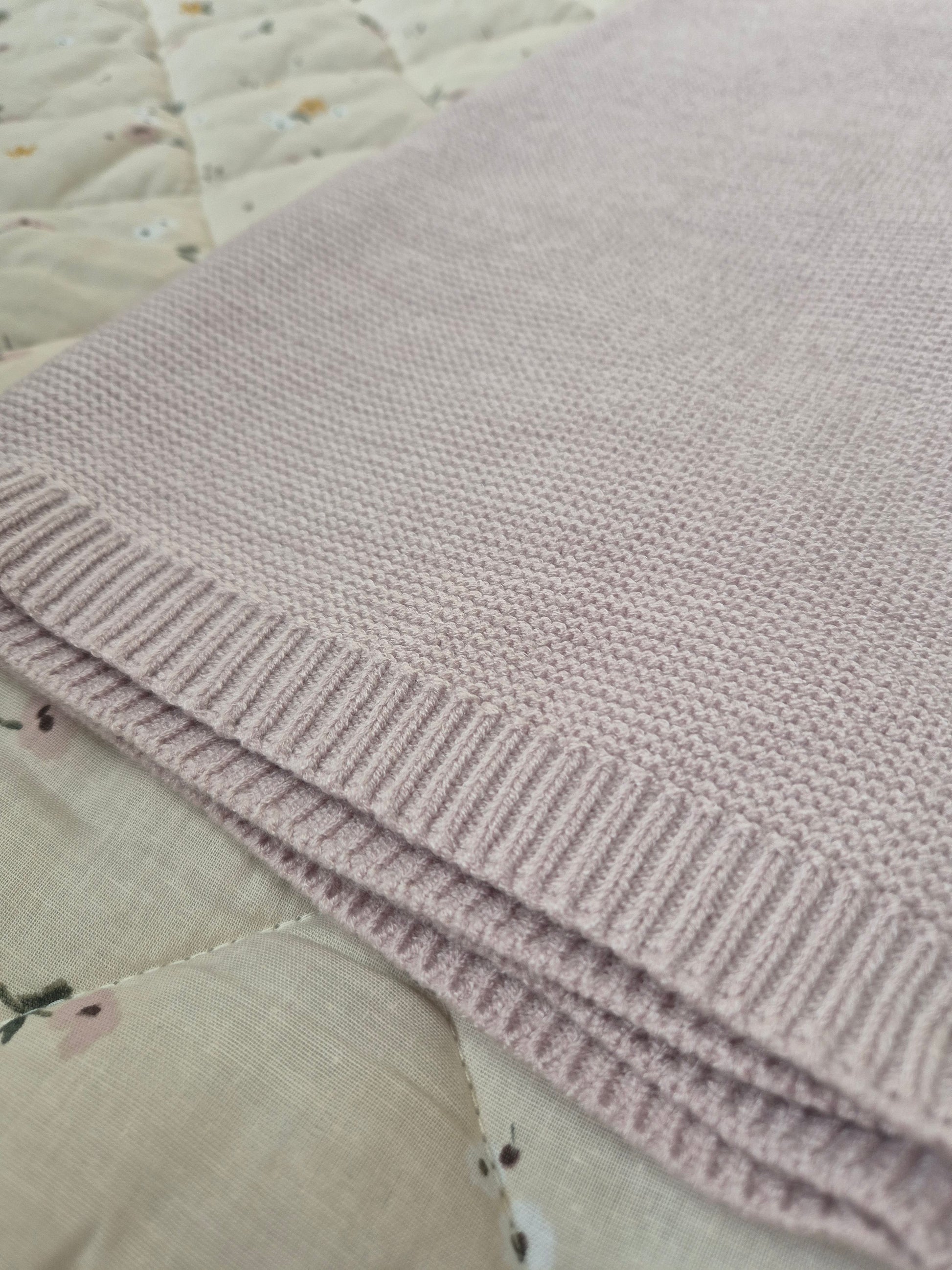 Lilac knitted blanket - Cait's Cardigans