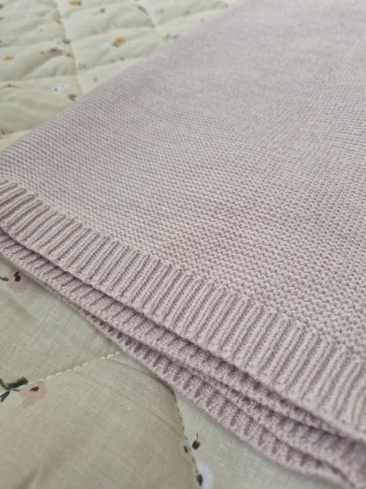 Lilac knitted blanket - Cait's Cardigans