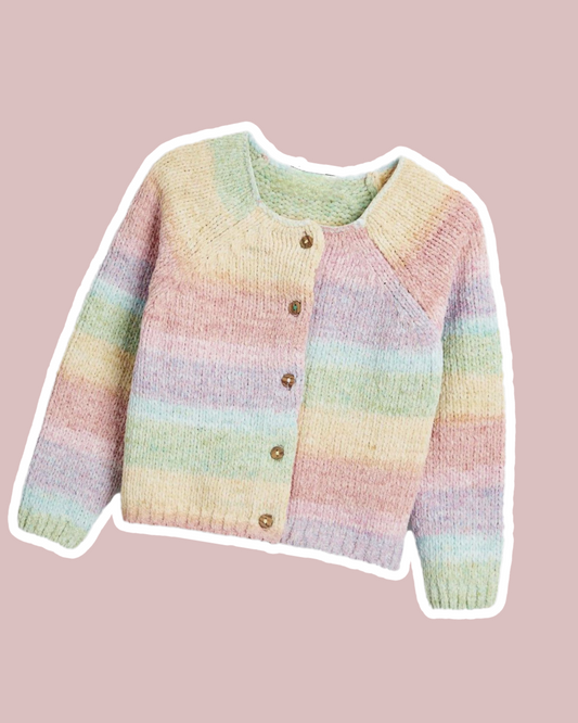 Rainbow chenille cardigan - Cait's Cardigans