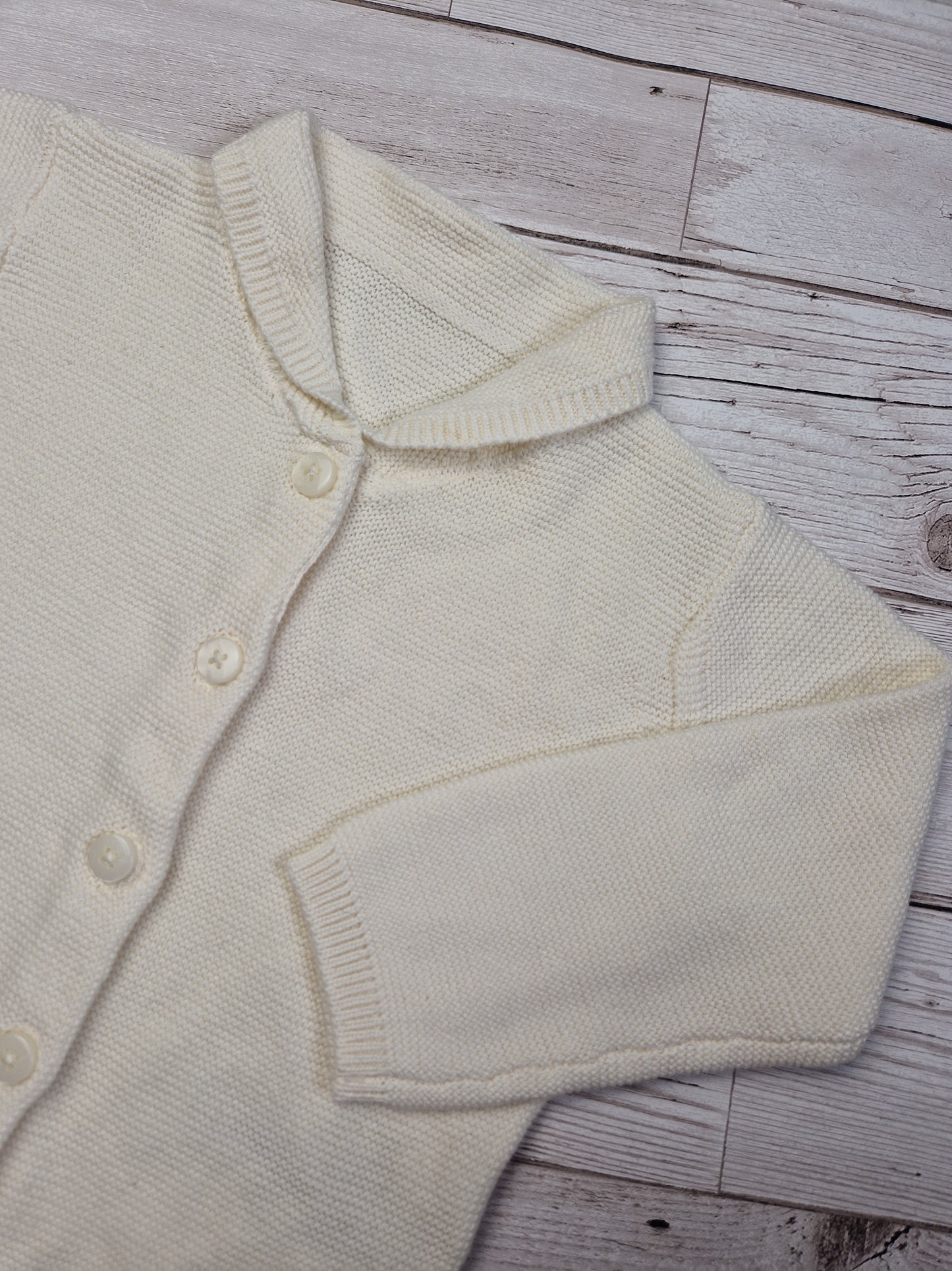 9-12m cream collared cardigan
