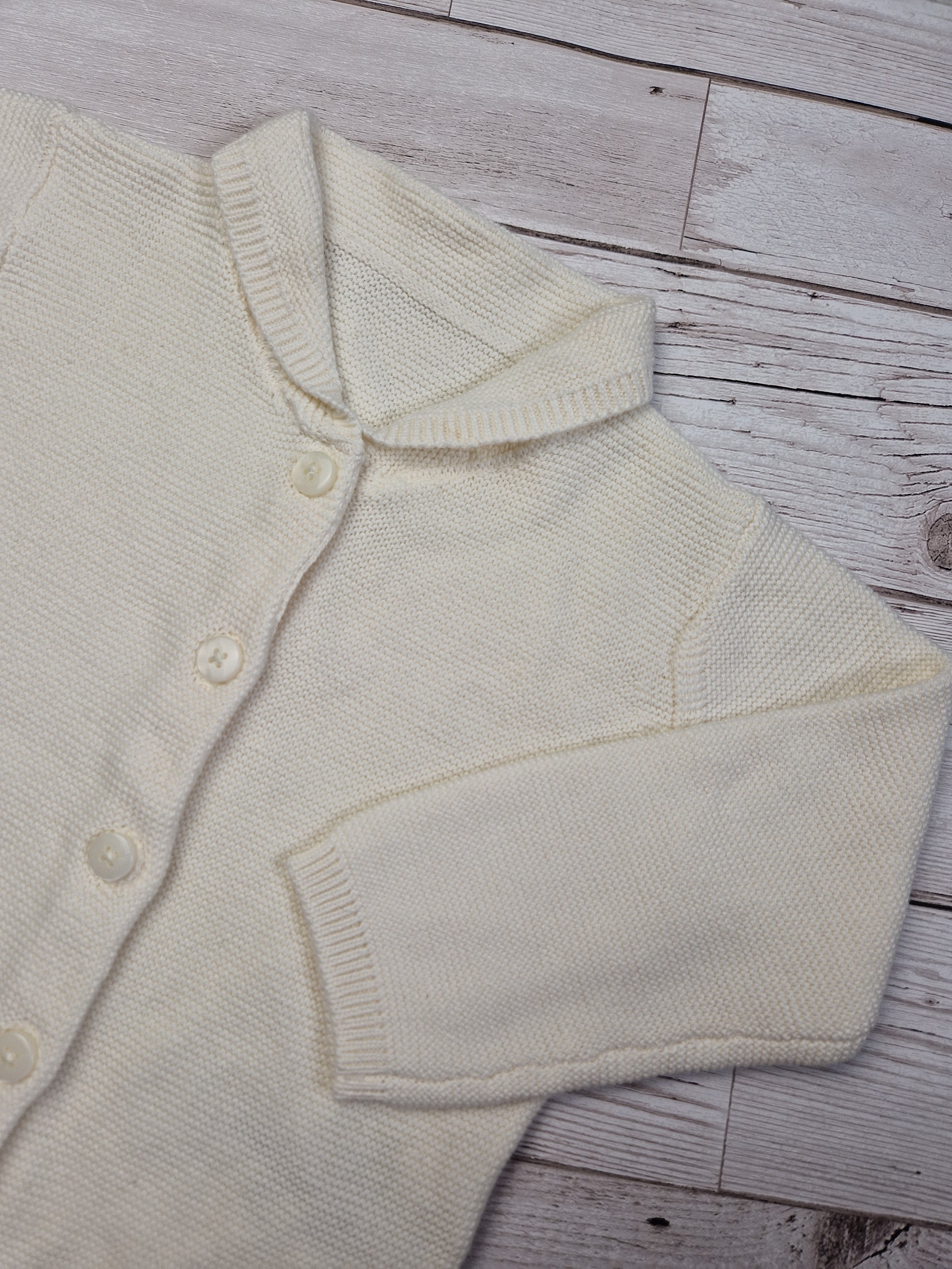 9-12m cream collared cardigan - Cait's Cardigans