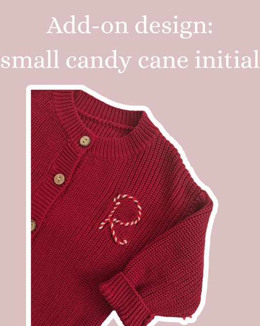 Add-on design: Small candy cane initial