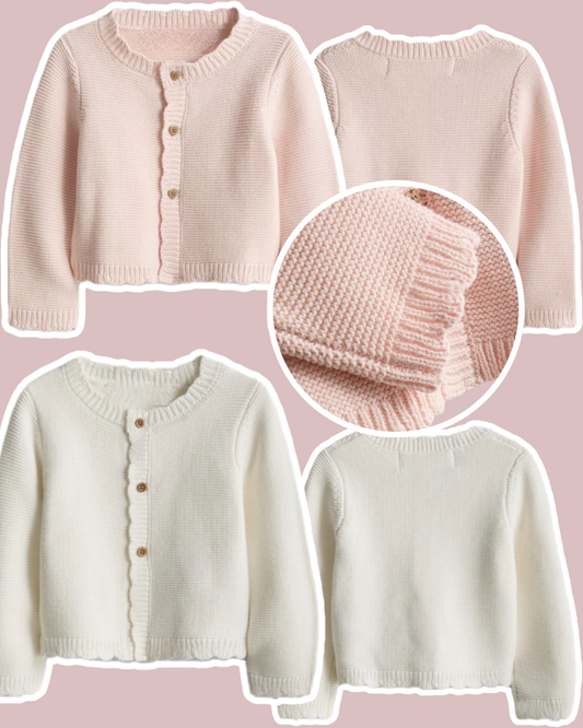 Scallop newborn cardigan