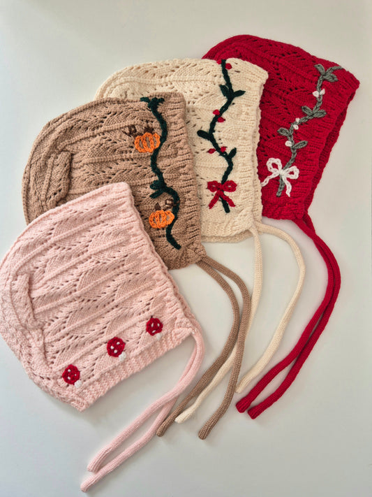 Knitted baby bonnet