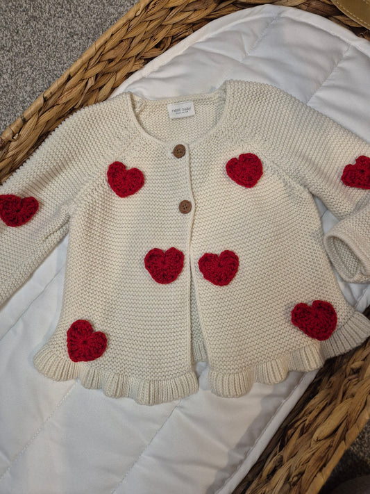 Chunky hearts frill cardi